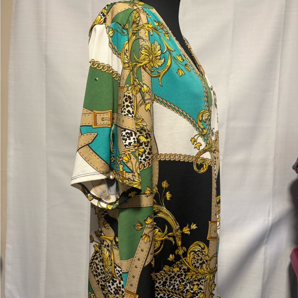 Y2K Elegant Women's Baroque Pattern Top. Vibrant, Colorful and Sophisticated! - Picture 3 of 5